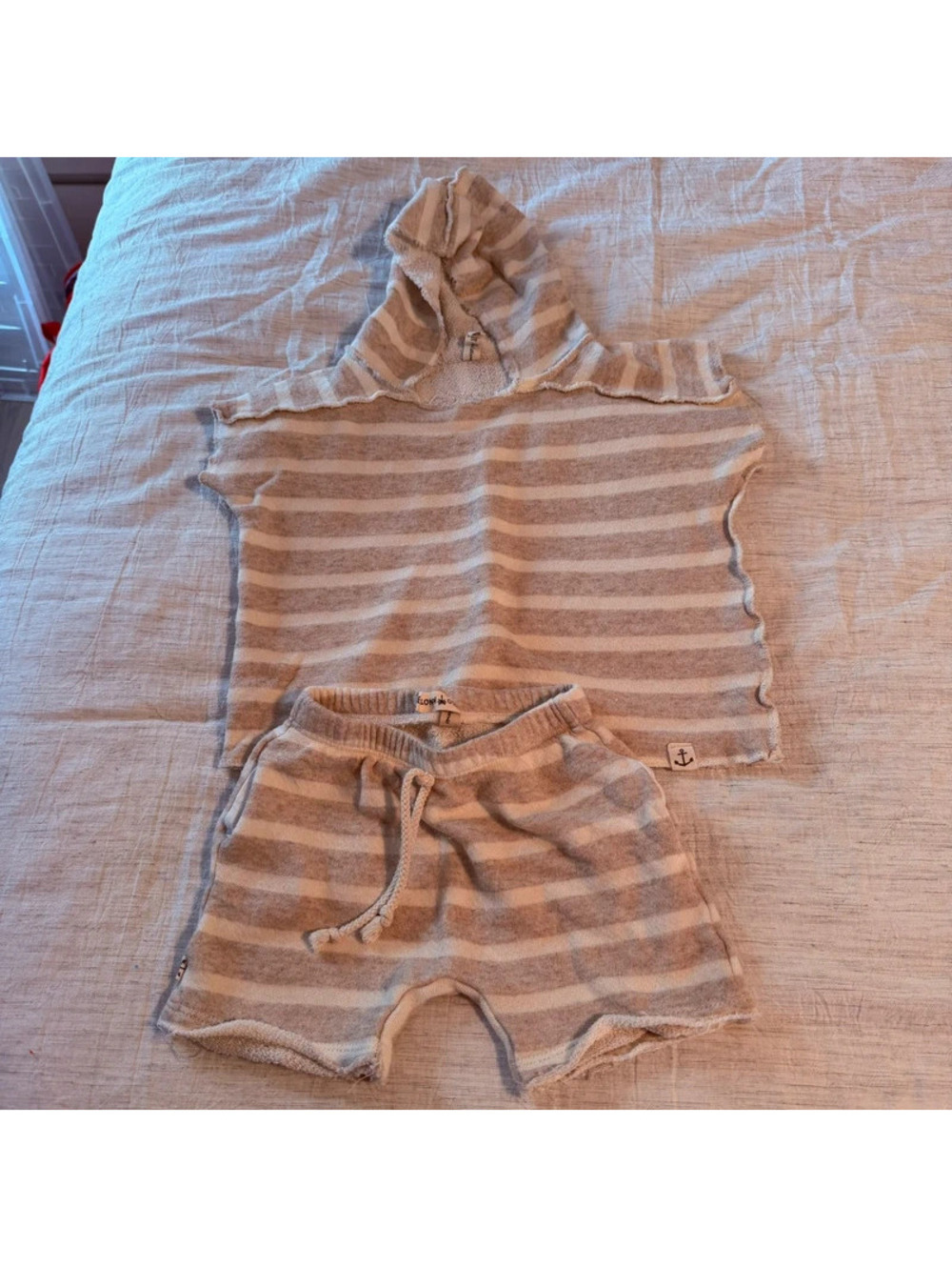 Coco knot clothing beige boy short and poncho set